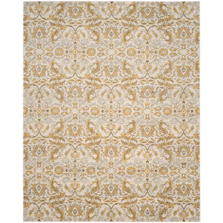 Adie Damask Ivory/Gold Area Rug