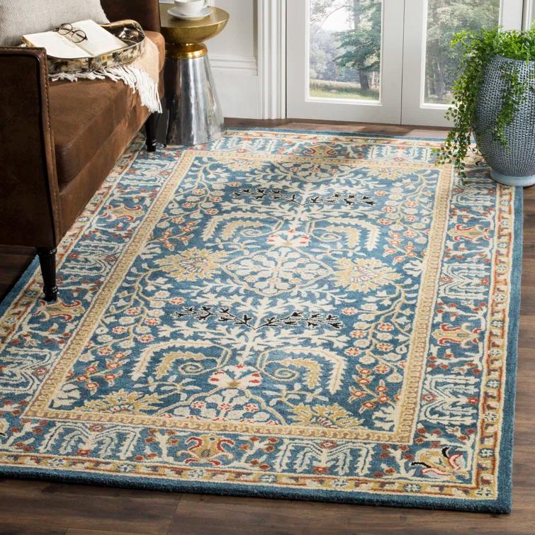 Antiquity AT64 Hand Tufted Accent Rug - Dark Blue/Multi - 2'3"x4' - Safavieh.