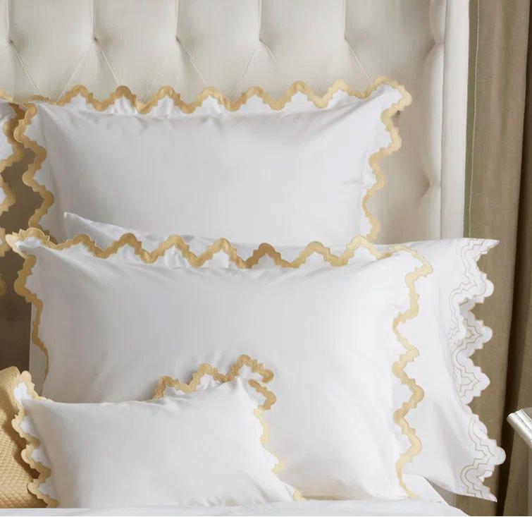 Aziza 600 Thread Count Embellished Cotton Sham - Champagne