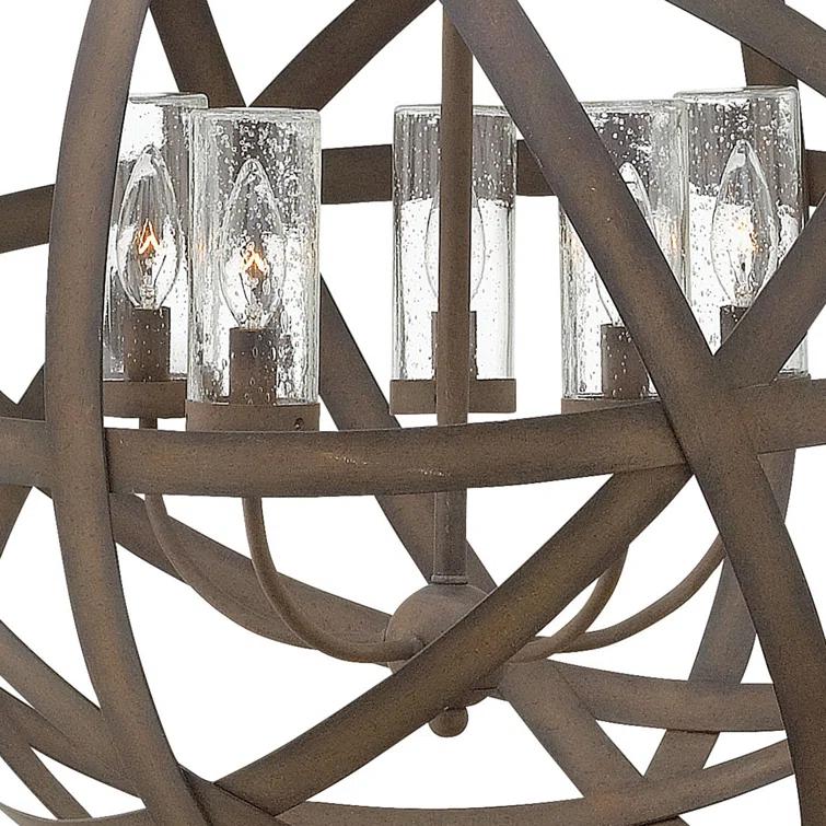 Carson 5-Light Aluminum Outdoor Orb Chandelier with Clear Seedy Glass Shades