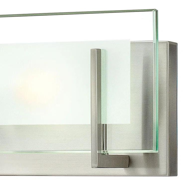 Latitude Sleek 6-Light Brushed Nickel Outdoor Bath Bar with Clear Etched Glass