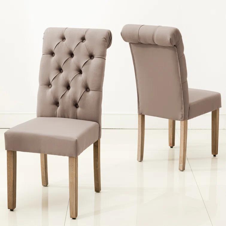 Ophelia & Co. Monarda Roll Top Tufted Upholstered Side Chair (Set of 2)