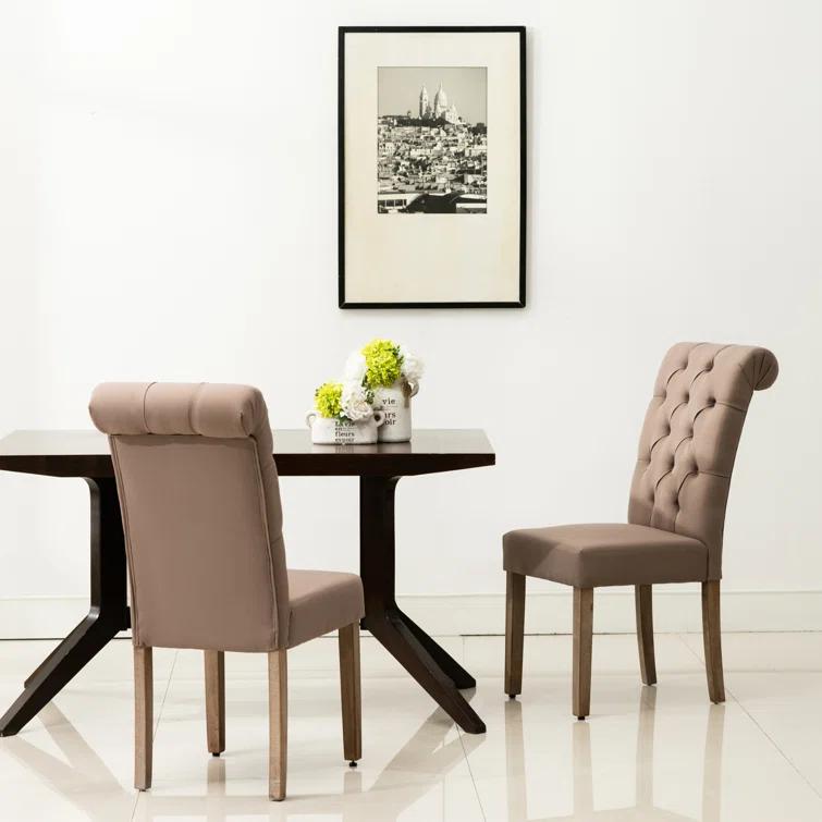 Ophelia & Co. Monarda Roll Top Tufted Upholstered Side Chair (Set of 2)