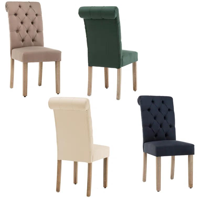 Ophelia & Co. Monarda Roll Top Tufted Upholstered Side Chair (Set of 2)