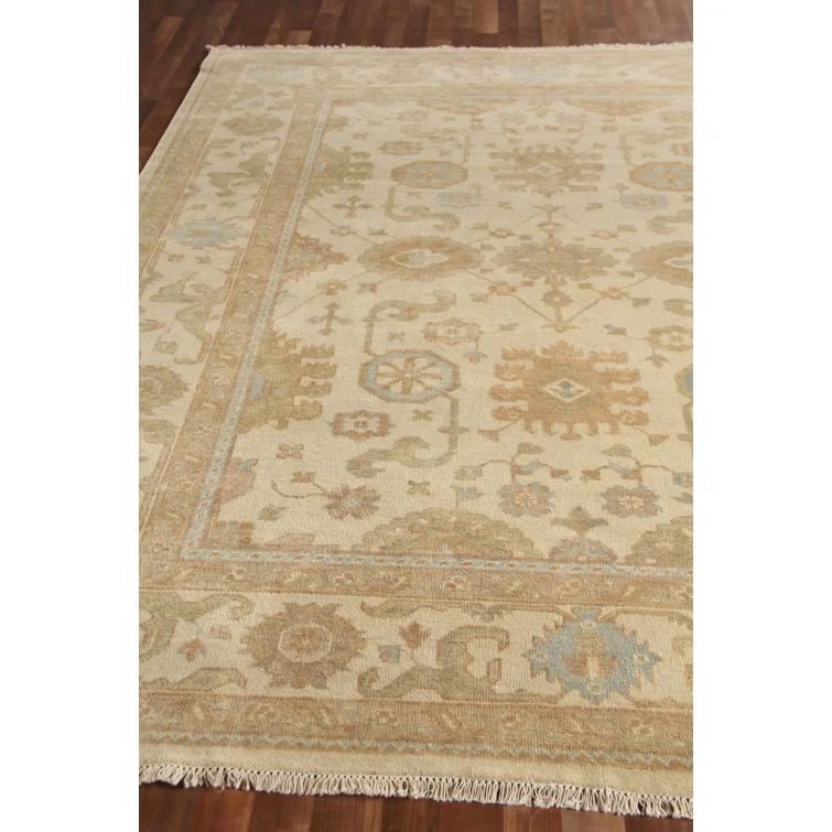 Antique Weave Oushak Oriental Hand-Knotted Wool Brown/Ivory Area Rug