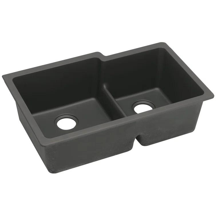Quartz Classic 33" x 20-1/2" x 9-1/2" Double Basin Undermount Kitchen Sink