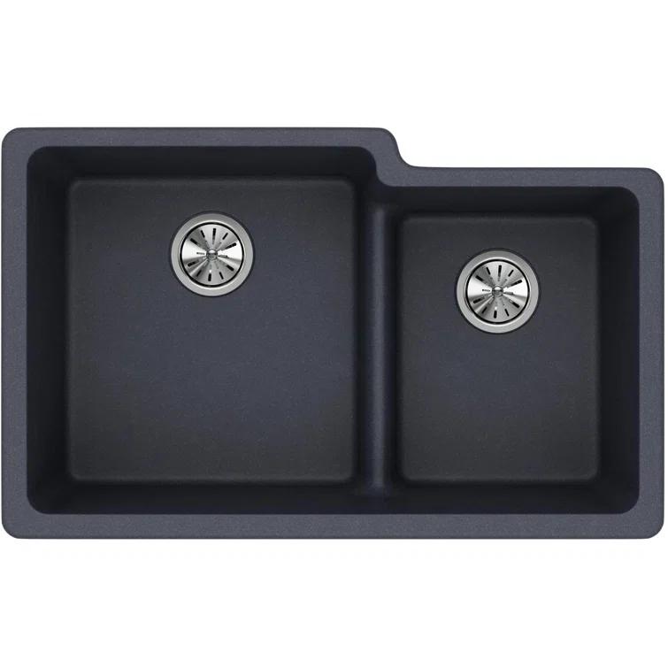 Quartz Classic 33" x 20-1/2" x 9-1/2" Double Basin Undermount Kitchen Sink