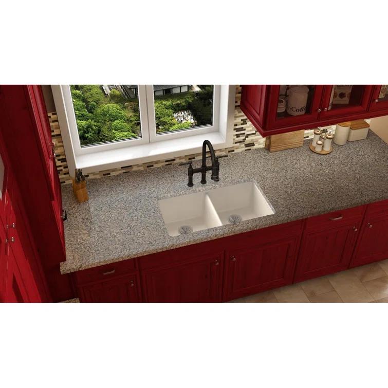 Quartz Luxe 33" L x 19" W Double Basin Undermount Kitchen Sink