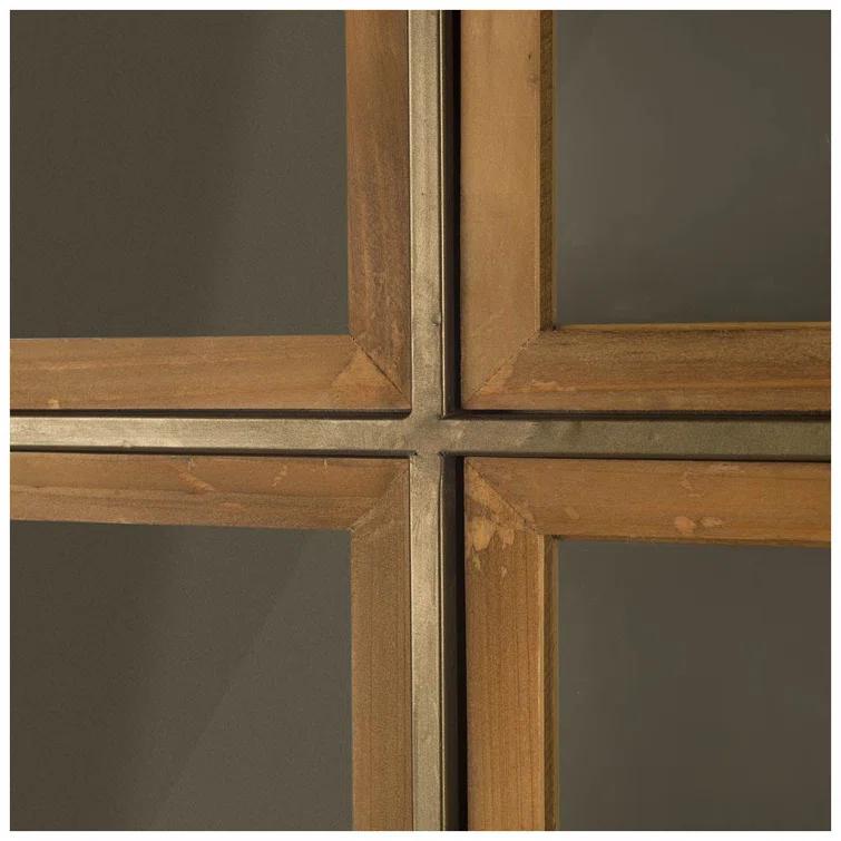 Pandora I Medium Brown Wood and Metal Glass Door Display Cabinet