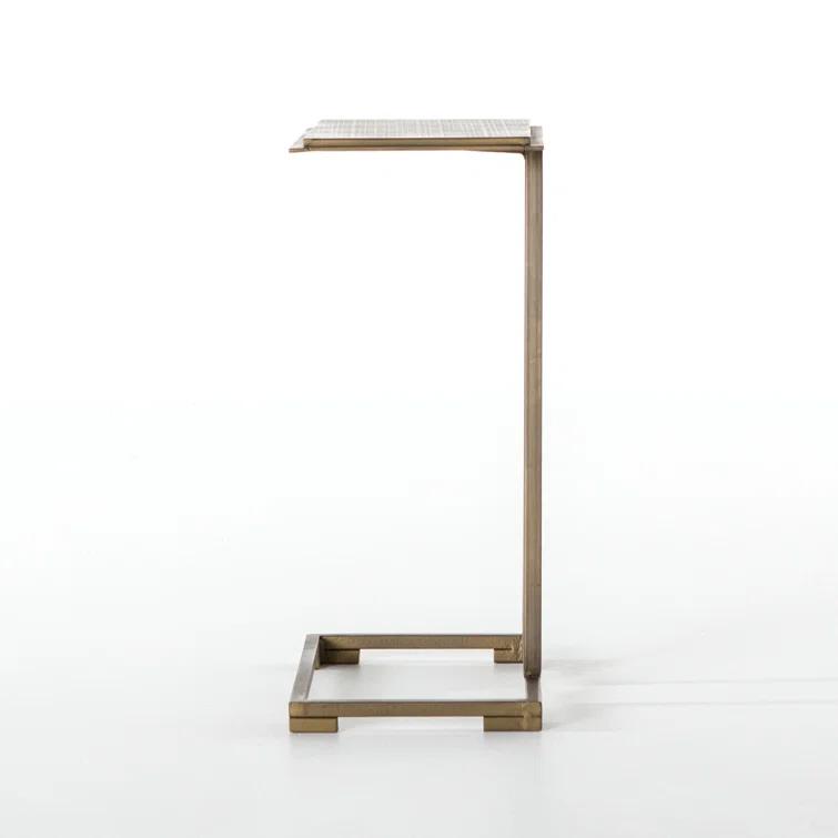 Antique Brass 24" Rectangular Metal End Table