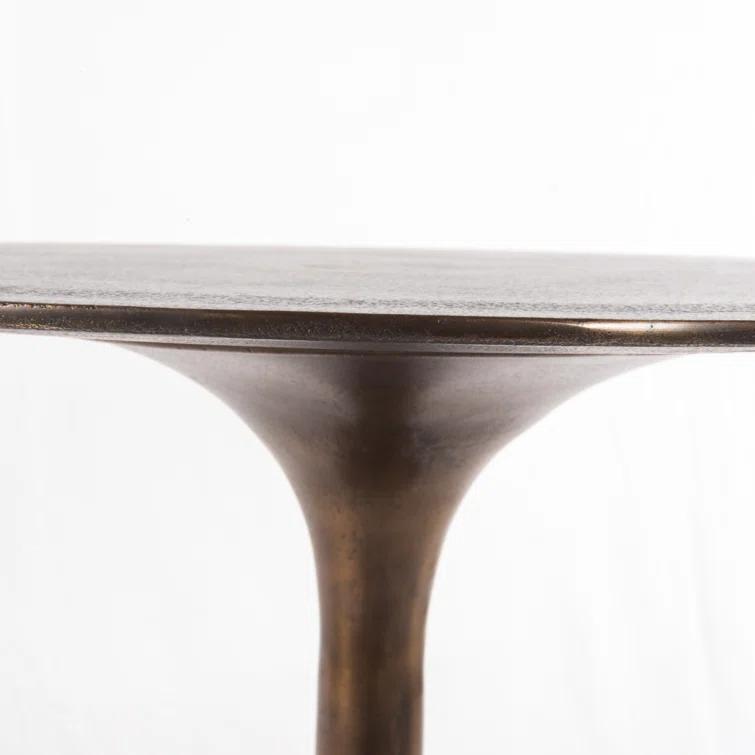 Antique Gold Round Aluminum Tulip Side Table