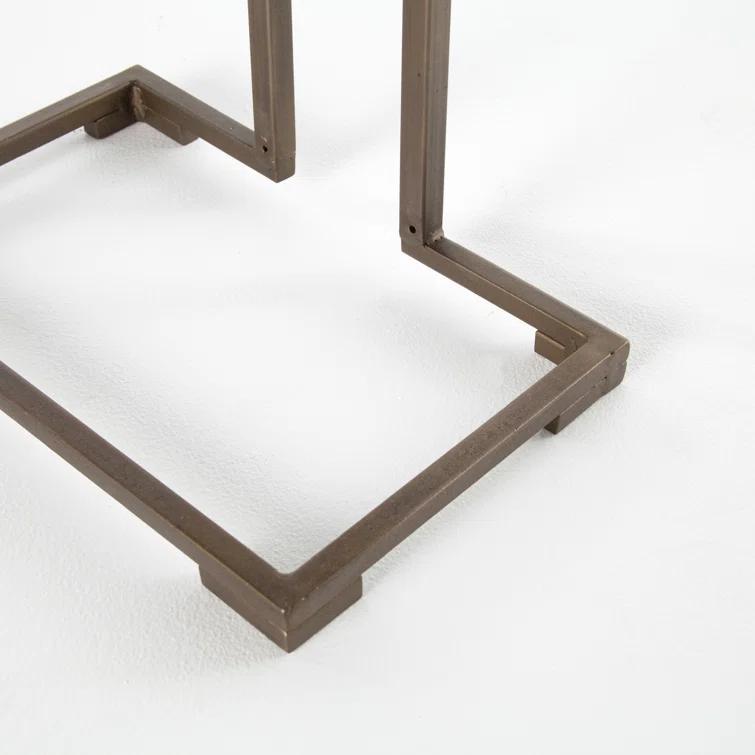 Antique Brass 24" Rectangular Metal End Table