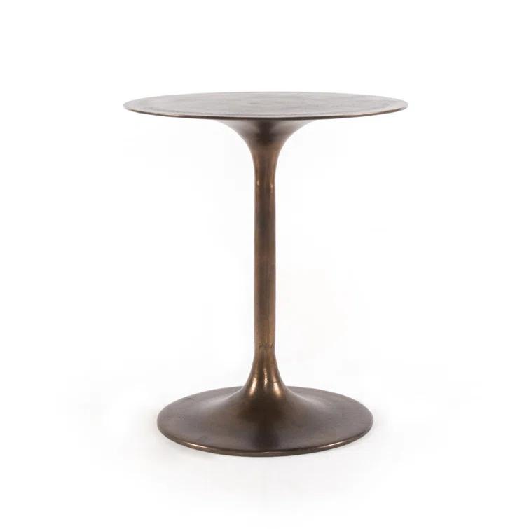 Antique Gold Round Aluminum Tulip Side Table