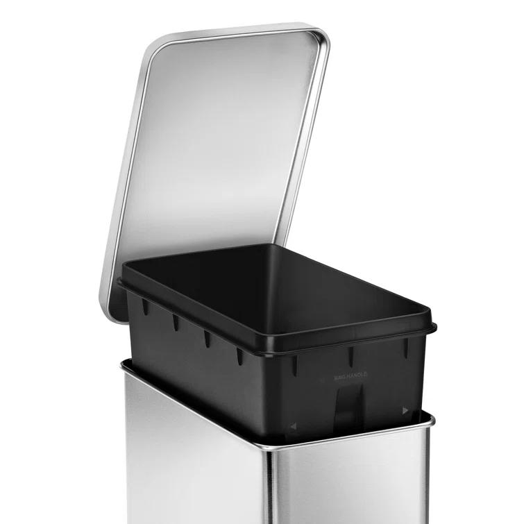 simplehuman 10 Liter / 2.6 Gallon Stainless Steel Bathroom Slim Profile Trash Can