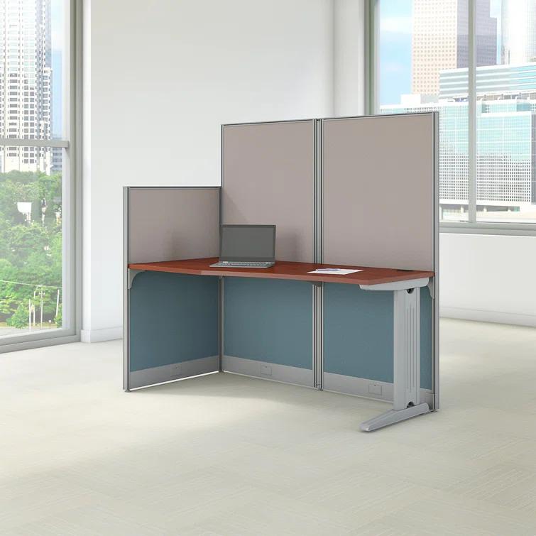Office In An Hour L-Shaped 1 Person Cubicle with Cable Management