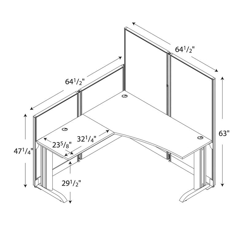 Bush Business Furniture Office In An Hour L-Shaped 1 Person Cubicle with Cable Management