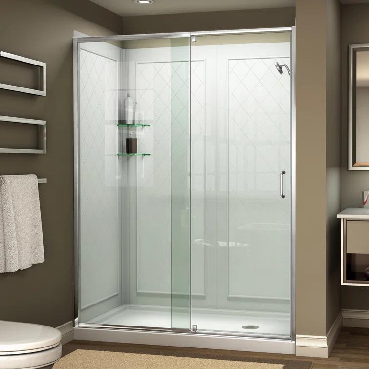 Flex 60" x 76.75" Pivot Semi-Frameless Shower Door
