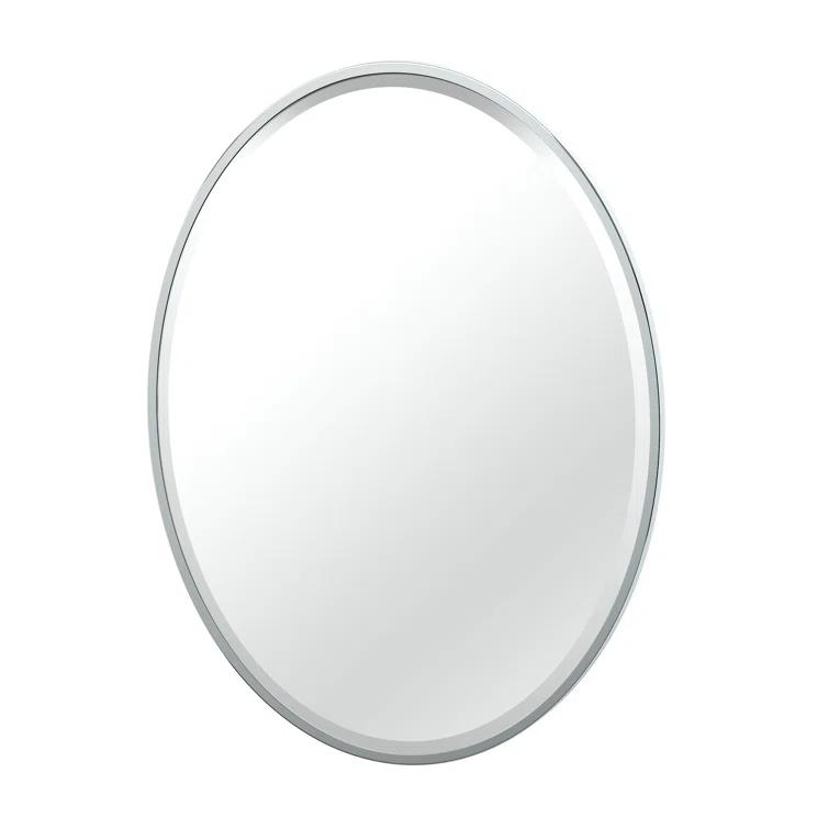 Flush Mount Framed Bathroom Vanity Mirror | Oval Framed Wall Mirror with Beveled Edge | Decorative Wall Mirror for Bathroom, Bedroom, Hallway, Entryway