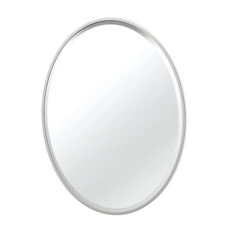 Flush Mount Framed Bathroom Vanity Mirror | Oval Framed Wall Mirror with Beveled Edge | Decorative Wall Mirror for Bathroom, Bedroom, Hallway, Entryway