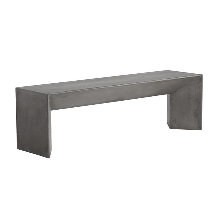 Nomad Contemporary 55'' Gray Marble Look Concrete Bench