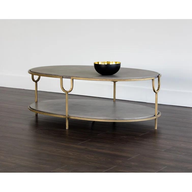 Arya Contemporary Oval Gray Coffee Table with Storage