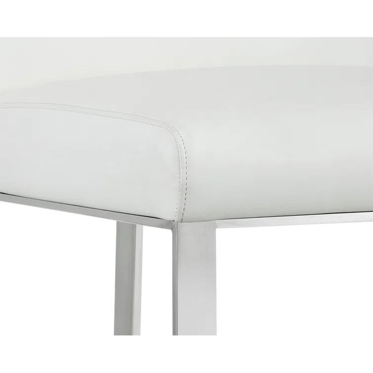 Cantina White Faux Leather Stainless Steel Counter Stool