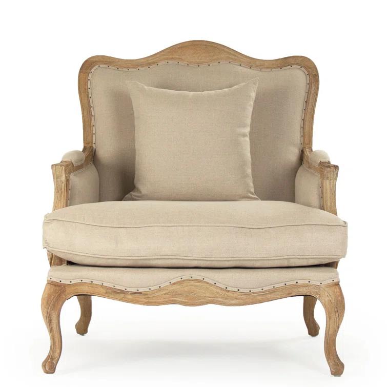 Zentique CFH111 E272 A003-Jute 35 x 39.5 x 29 in. Belmont Club Chair, Natural Linen & Jute