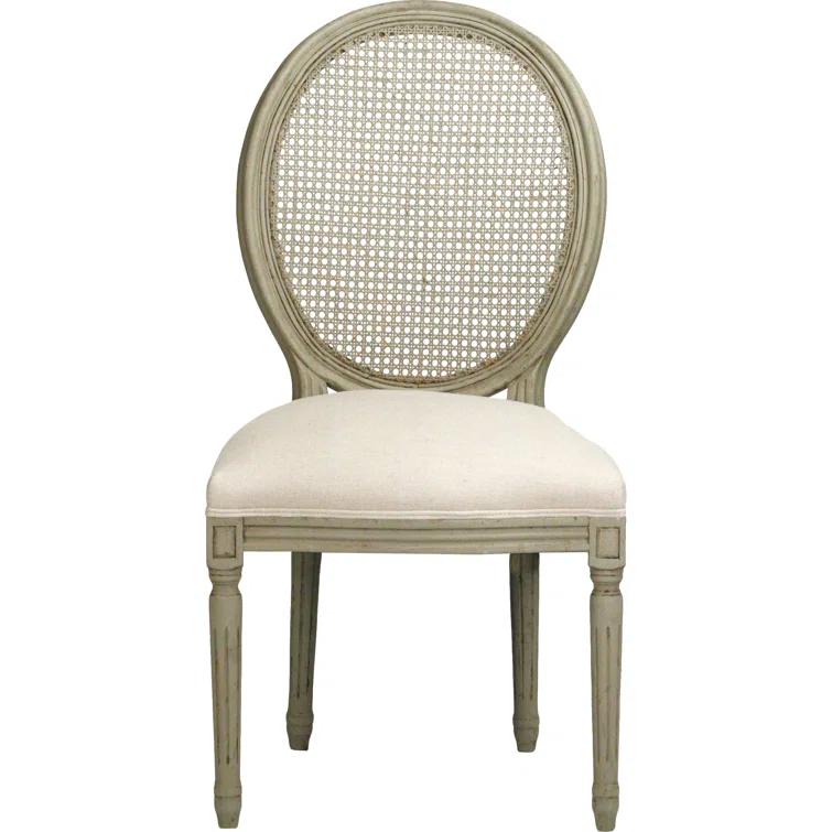 Zentique  Medallion Distressed Olive Green Oak Side Chair, Cane - 21 x 40 x 21 in.