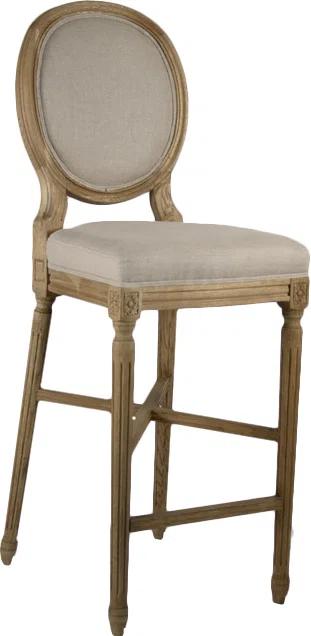 Natural Linen and Oak 29.5" Medallion Bar Stool