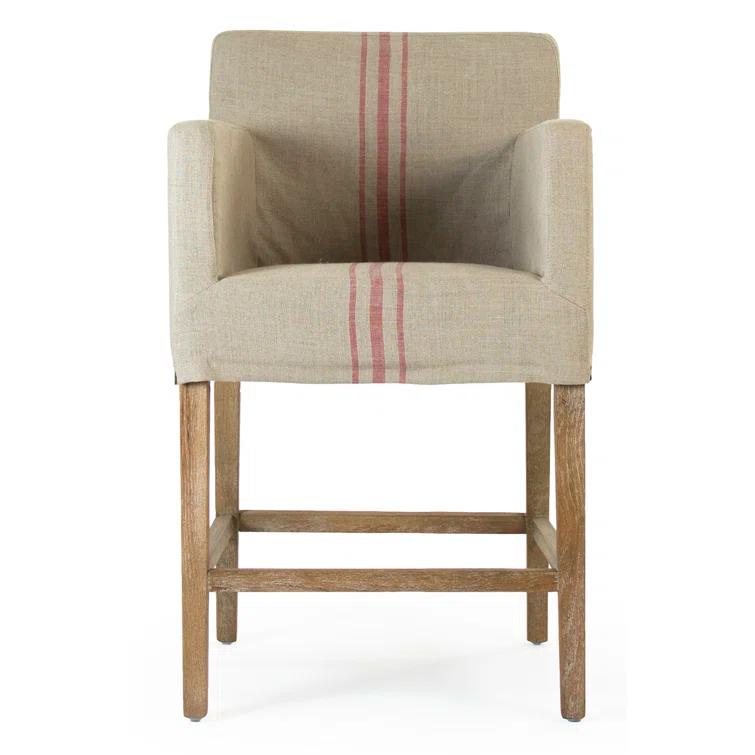 Zentique Avignon Upholstered Counter Stool with Solid Wood Frame