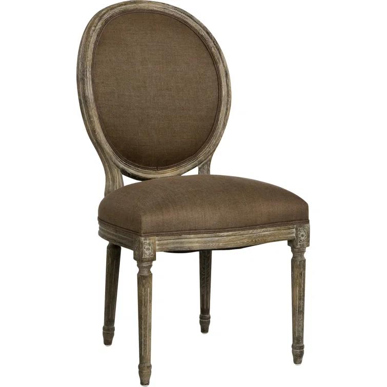 Medallion Aubergine Linen Side Chair, 21 x 40 x 21 in.