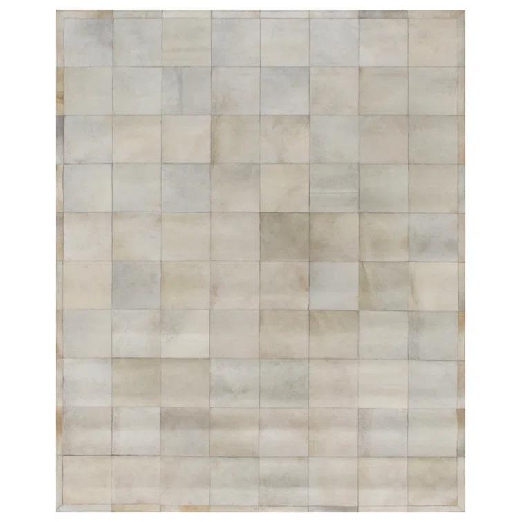 Exquisite Rugs Natural Hide Hand Stitched Leather Hide on Felt White Area Rug & Reviews | Wayfair