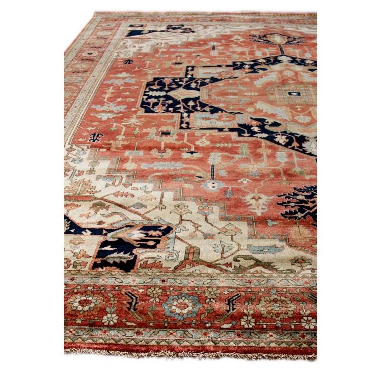 Fine Serapi Oriental Hand-Knotted Wool Rust/Ivory Area Rug