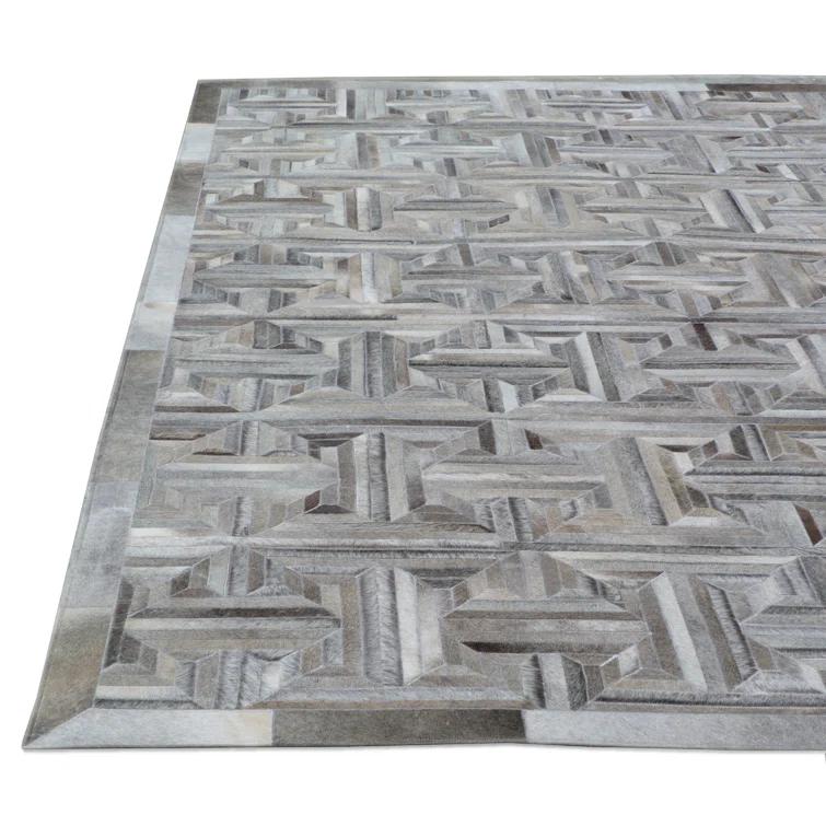 Natural Hide Cowhide Geometric Rug