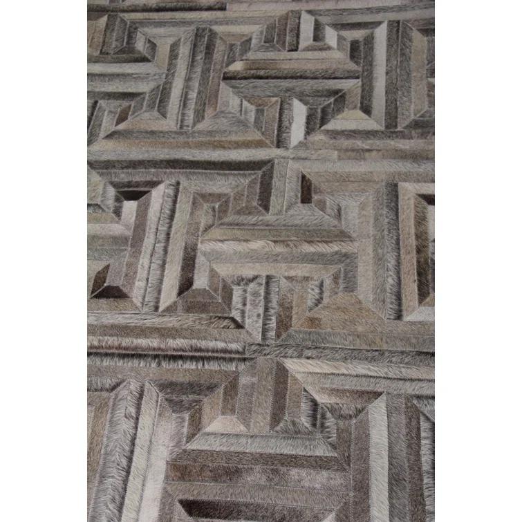 Natural Hide Cowhide Geometric Rug