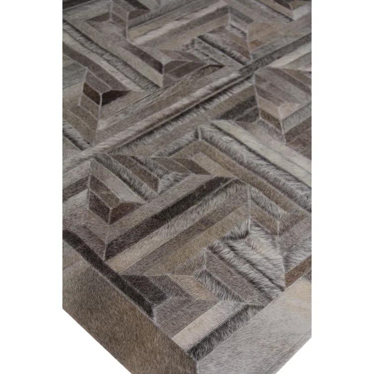Natural Hide Cowhide Geometric Rug