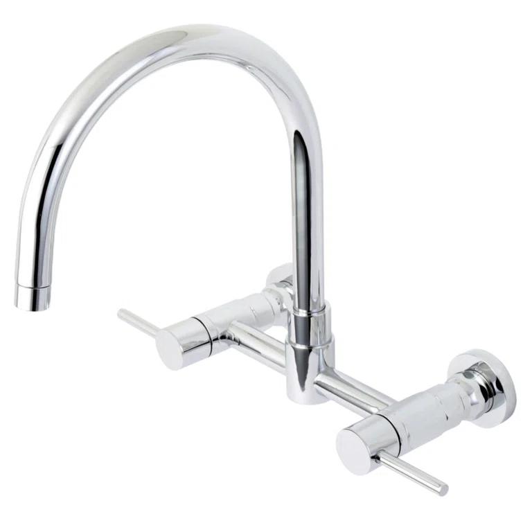 Kingston Brass Concord Double-Handle 2-Hole Wall-Mount Bridge Kitchen Faucet