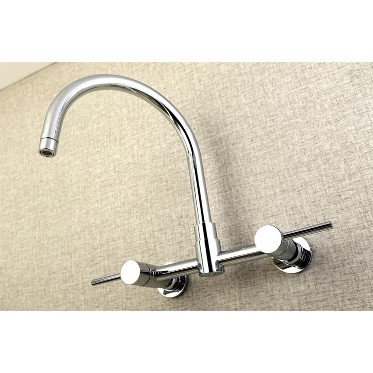 Kingston Brass Concord Double-Handle 2-Hole Wall-Mount Bridge Kitchen Faucet