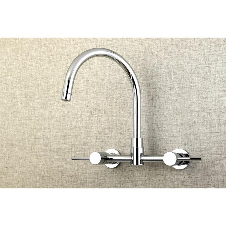 Kingston Brass Concord Double-Handle 2-Hole Wall-Mount Bridge Kitchen Faucet