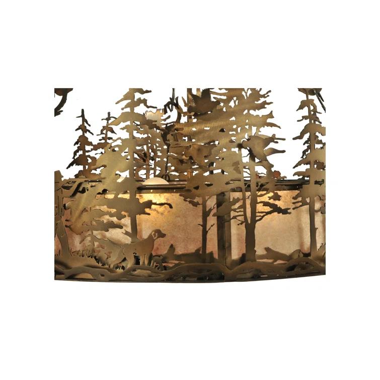 Rustic Lodge 4 - Light Glass Lantern Drum Chandelier