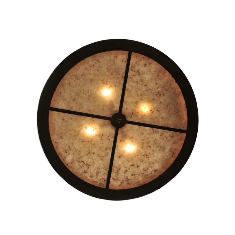 Rustic Lodge 4 - Light Glass Lantern Drum Chandelier