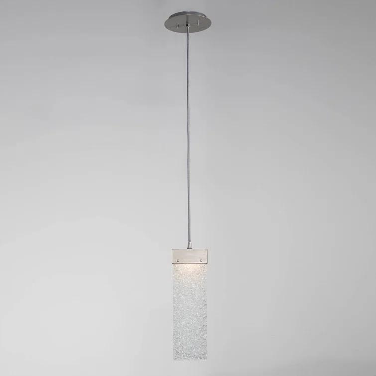 Mini Drum LED Pendant Light in Metallic Beige Silver with Bronze Granite Glass