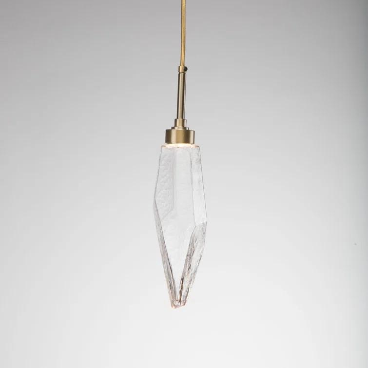 Rock Crystal Blown Glass LED Pendant