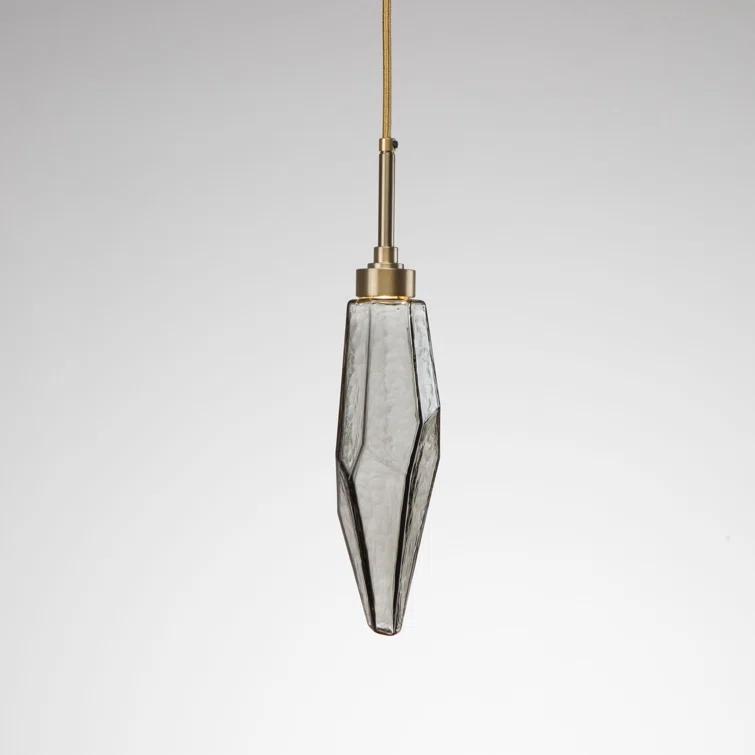 Rock Crystal Blown Glass LED Pendant