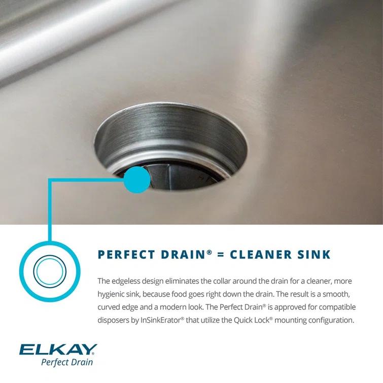 Elkay DLR332210PDMR2 Lustertone 33" L x 22" W Double Basin Drop-In Kitchen Sink with Drain Assembly