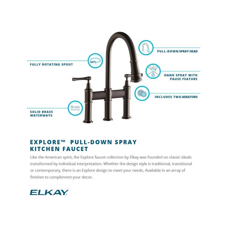 Elkay LKEC2037CR Explore Pull Down Bridge Faucet