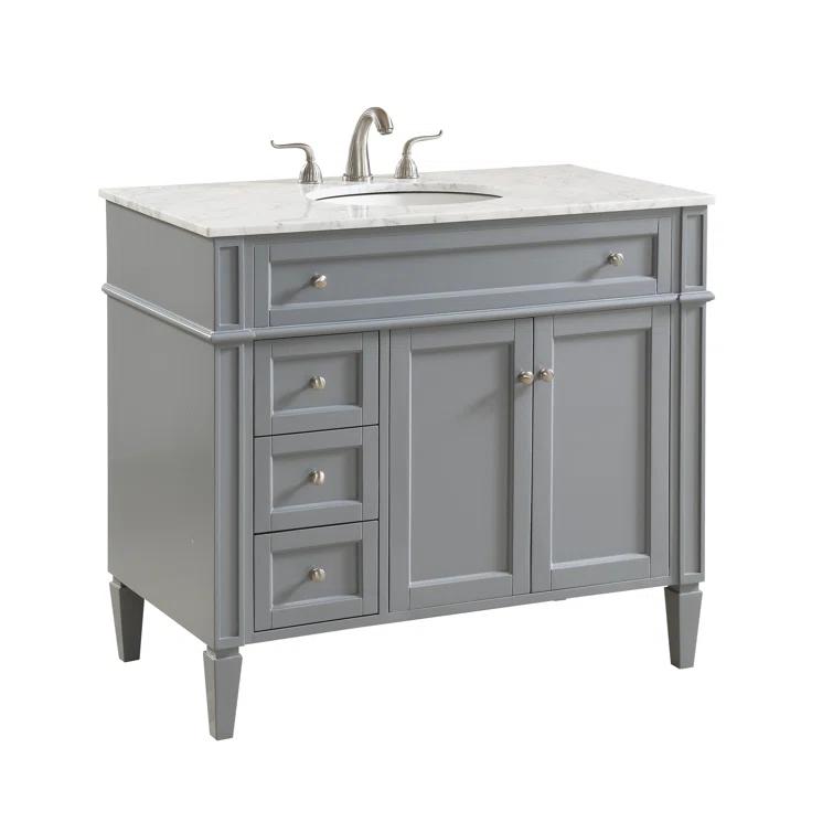 Rukie 40" Free-Standing Single Bathroom Vanity Set with Marble Vanity Top