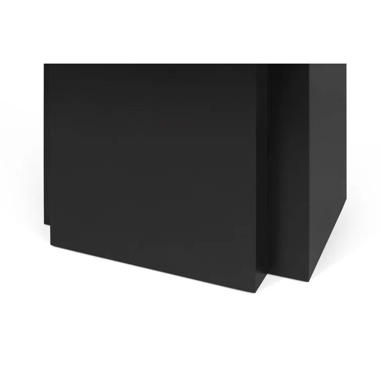 Concrete Melamine Pure Black Industrial Square Dining Table