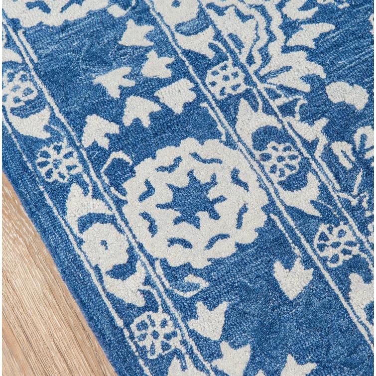 Cece Oriental Handmade Tufted Wool Blue/White Area Rug