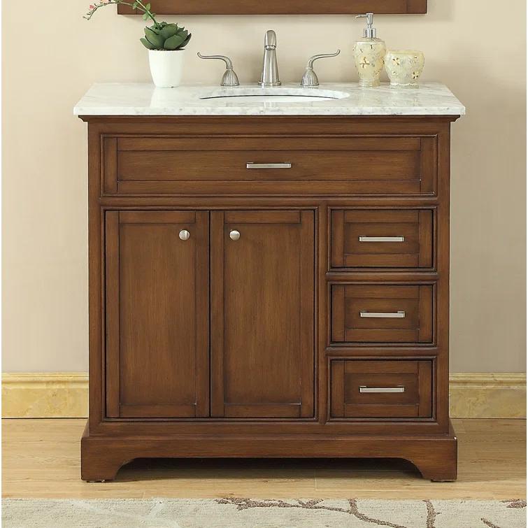 Hermes 36'' Single Bathroom Vanity with Marble Top